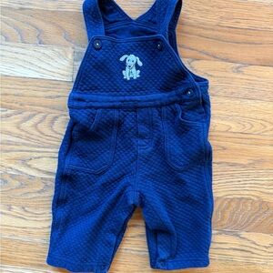 Source Unknown Quilted Navy Overalls with Puppy Design